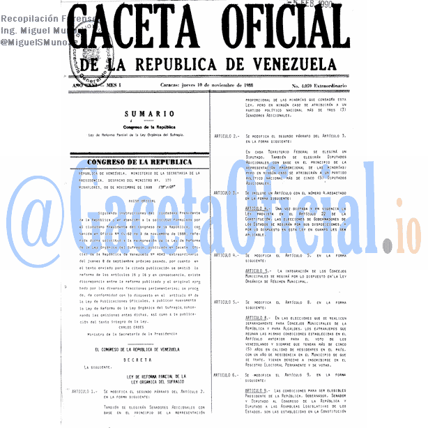 Gaceta Oficial 4059 del 10 Noviembre 1988
