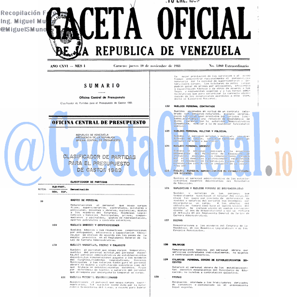Gaceta Oficial 4060 del 10 Noviembre 1988