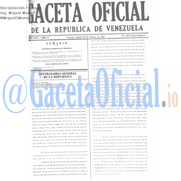 Gaceta Oficial 4077 del 28 Febrero 1989