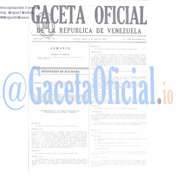 Gaceta Oficial 4083 del 11 Abril 1989
