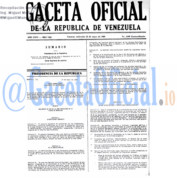 Gaceta Oficial 4098 del 24 Mayo 1989
