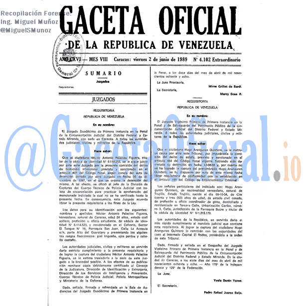 Gaceta Oficial 4102 del 2 Junio 1989