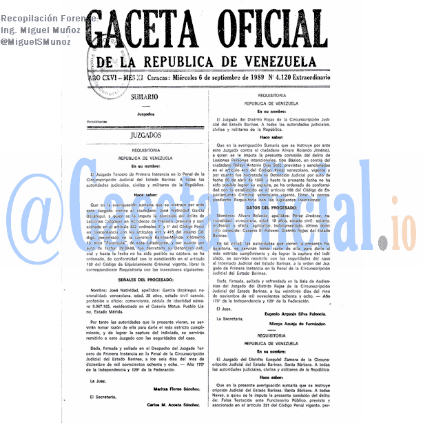 Gaceta Oficial 4120 del 6 Septiembre 1989