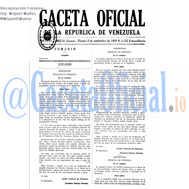 Gaceta Oficial 4122 del 8 Septiembre 1989