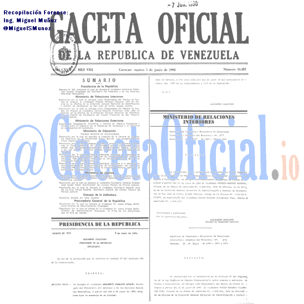 Gaceta Oficial 34482 del 5 Junio 1990