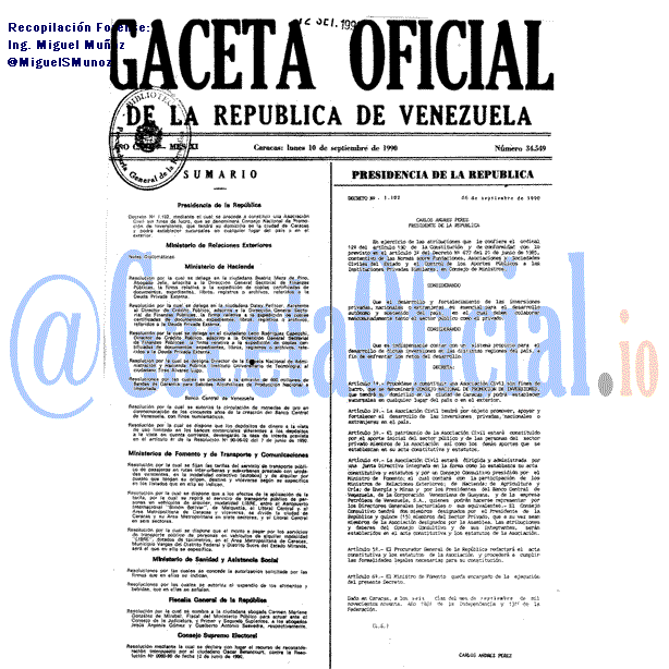 Gaceta Oficial 34549 del 10 Septiembre 1990