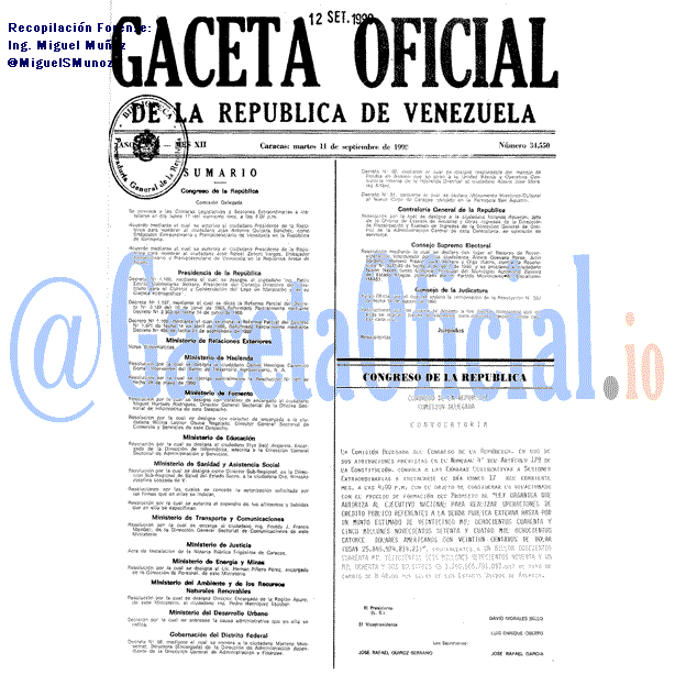 Gaceta Oficial 34550 del 11 Septiembre 1990