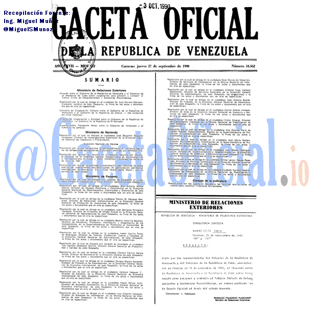 Gaceta Oficial 34562 del 27 Septiembre 1990