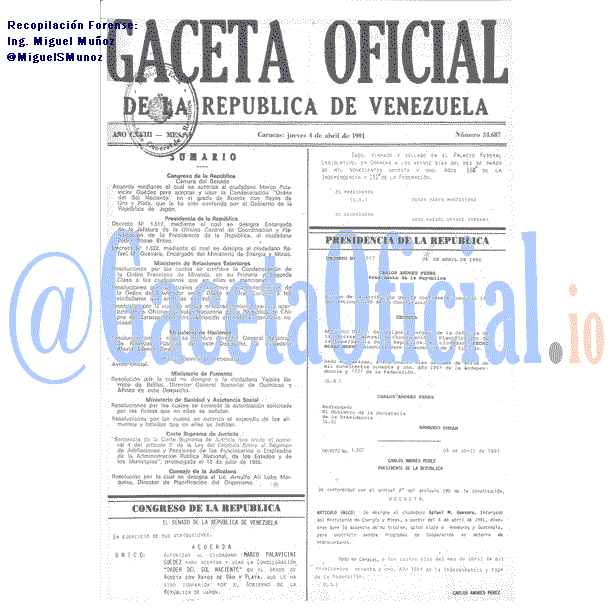Gaceta Oficial 34687 del 4 Abril 1991