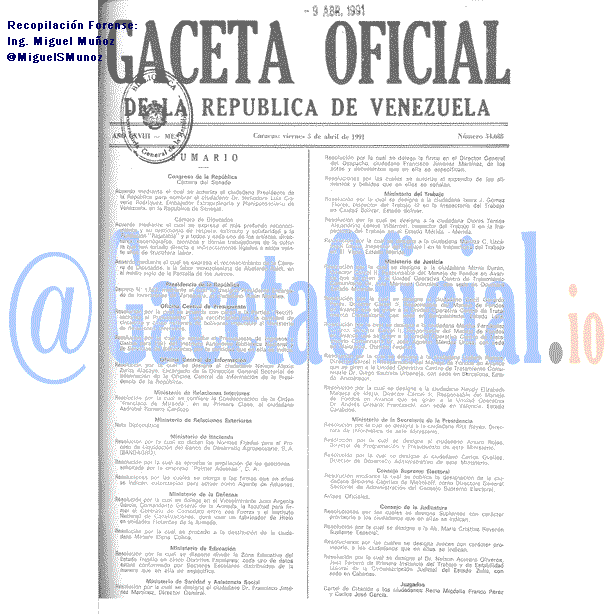 Gaceta Oficial 34688 del 5 Abril 1991