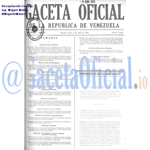 Gaceta Oficial 34689 del 8 Abril 1991