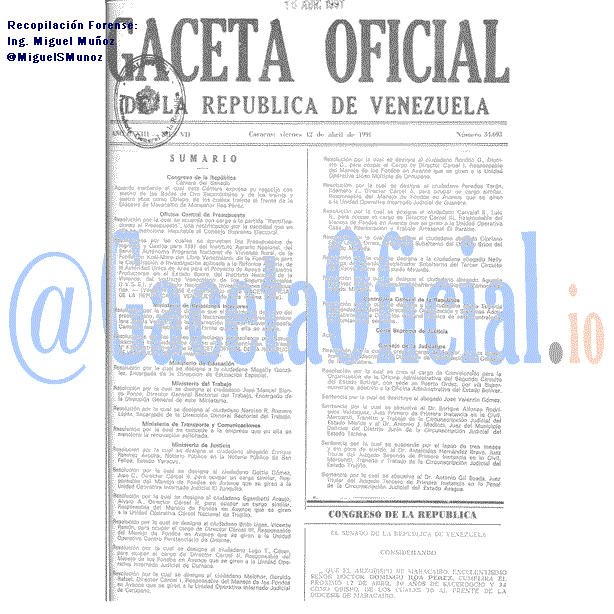 Gaceta Oficial 34693 del 12 Abril 1991