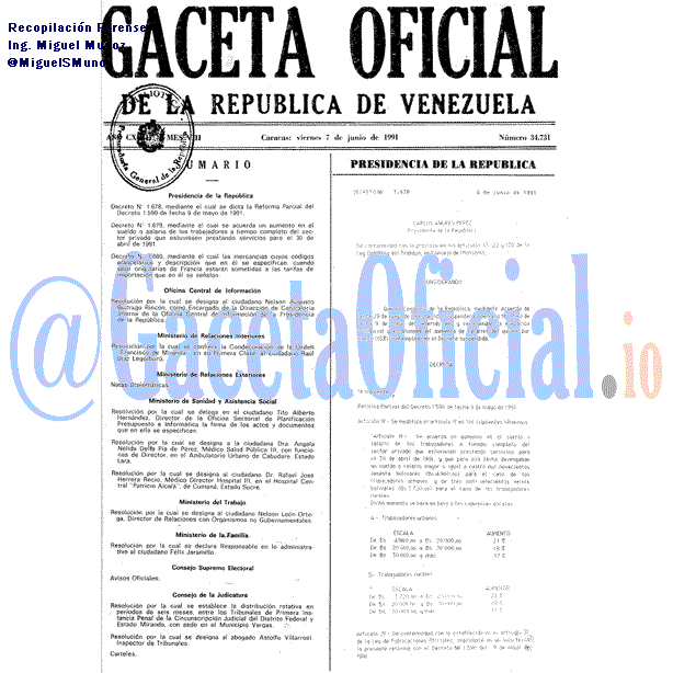 Gaceta Oficial 34731 del 7 Junio 1991
