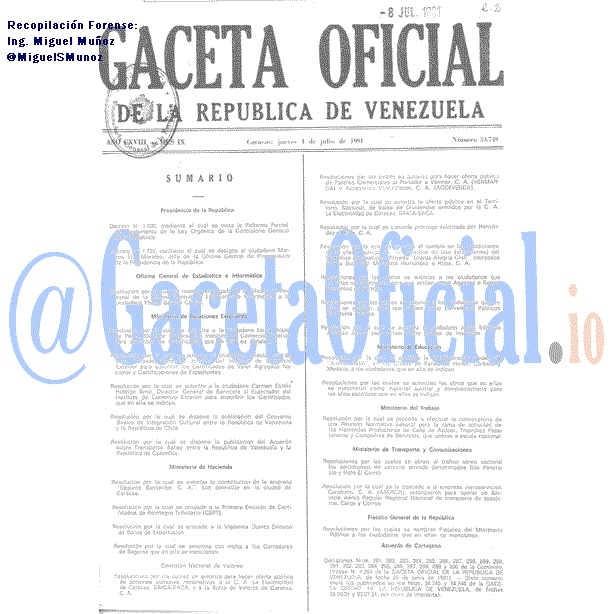 Gaceta Oficial 34749 del 4 Julio 1991