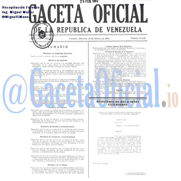 Gaceta Oficial 35158 del 24 Febrero 1993