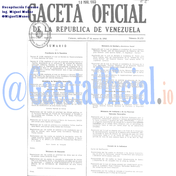 Gaceta Oficial 35173 del 17 Marzo 1993