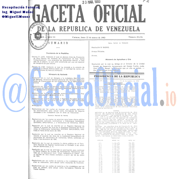 Gaceta Oficial 35176 del 22 Marzo 1993