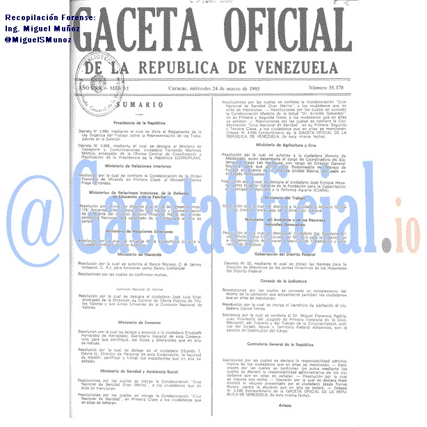Gaceta Oficial 35178 del 24 Marzo 1993