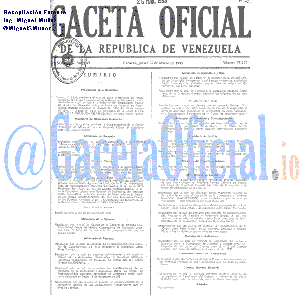 Gaceta Oficial 35179 del 25 Marzo 1993