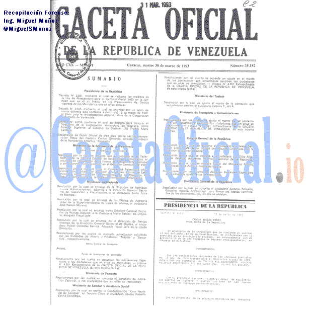 Gaceta Oficial 35182 del 30 Marzo 1993