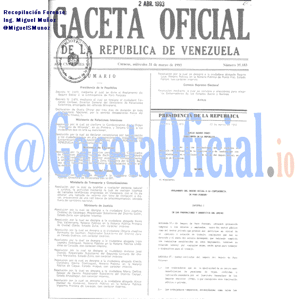 Gaceta Oficial 35183 del 31 Marzo 1993