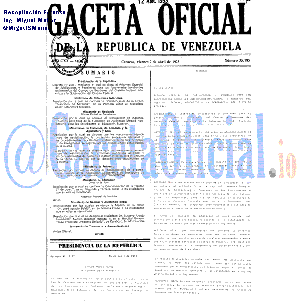 Gaceta Oficial 35185 del 2 Abril 1993