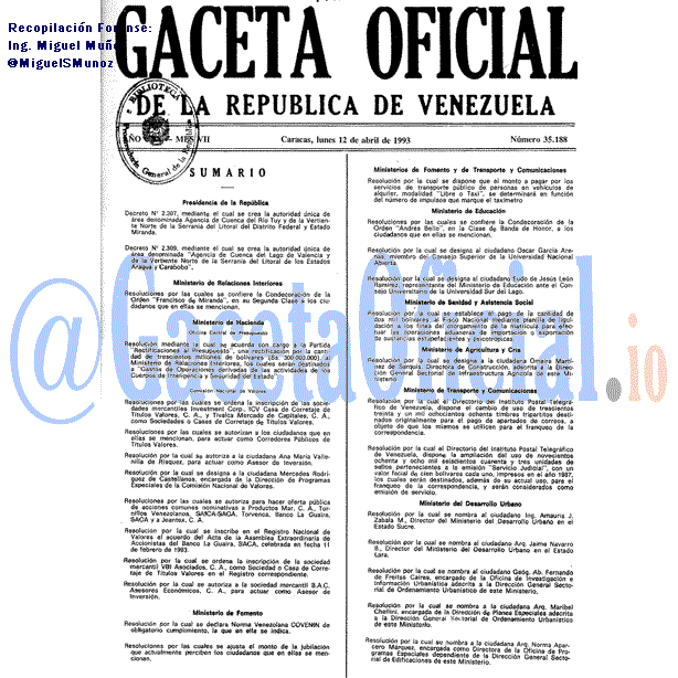 Gaceta Oficial 35188 del 12 Abril 1993