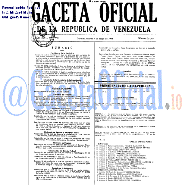Gaceta Oficial 35203 del 4 Mayo 1993
