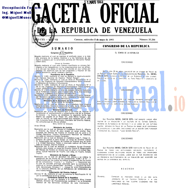 Gaceta Oficial 35204 del 5 Mayo 1993