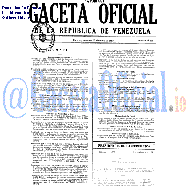 Gaceta Oficial 35209 del 12 Mayo 1993