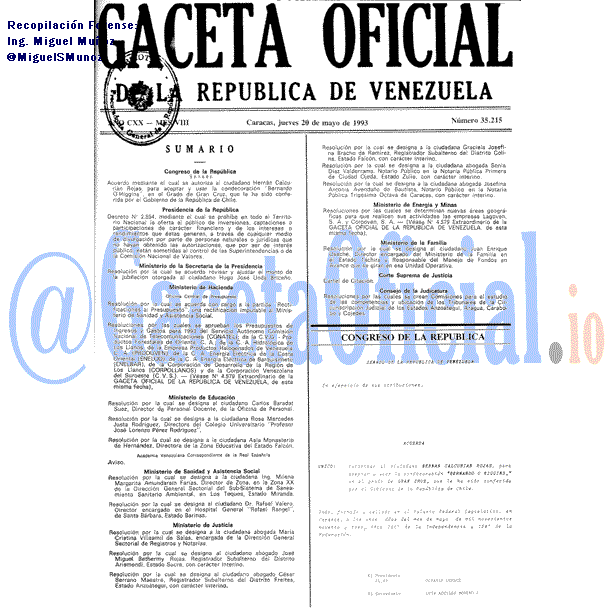Gaceta Oficial 35215 del 20 Mayo 1993