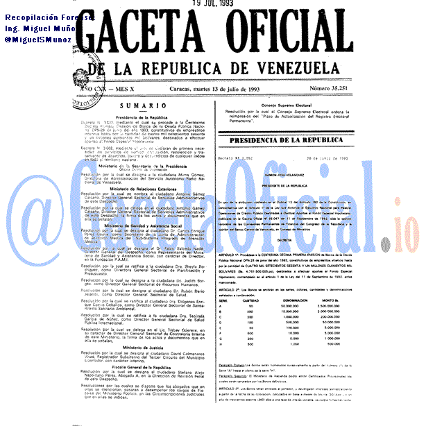 Gaceta Oficial 35251 del 13 Julio 1993