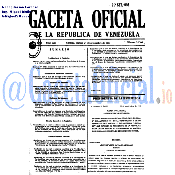 Gaceta Oficial 35304 del 24 Septiembre 1993