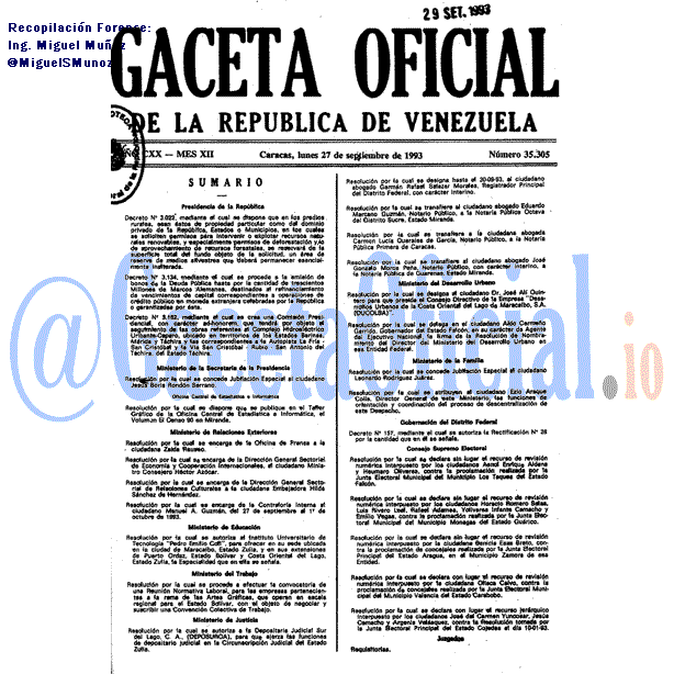 Gaceta Oficial 35305 del 27 Septiembre 1993