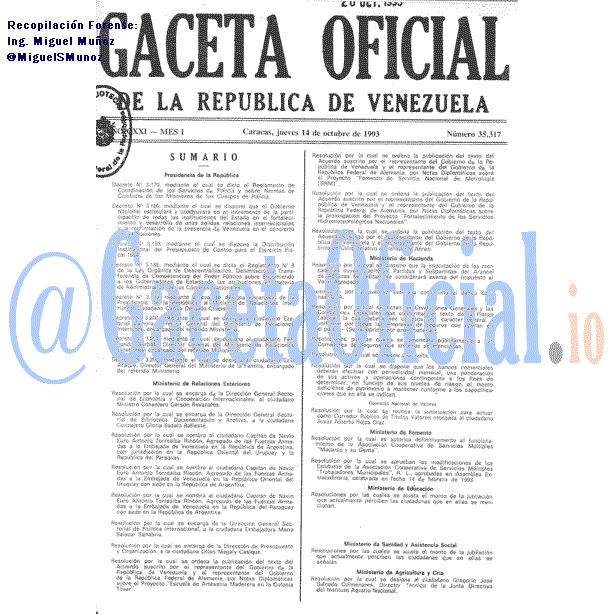 Gaceta Oficial 35317 del 14 Octubre 1993