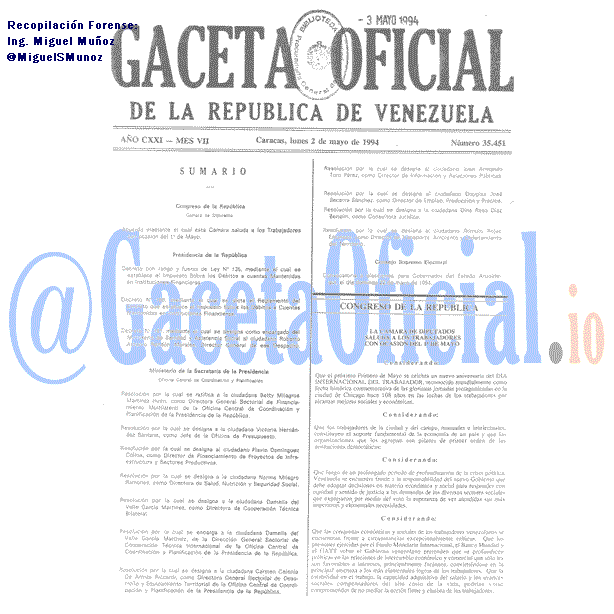 Gaceta Oficial 35451 del 2 Mayo 1994