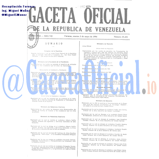 Gaceta Oficial 35452 del 3 Mayo 1994
