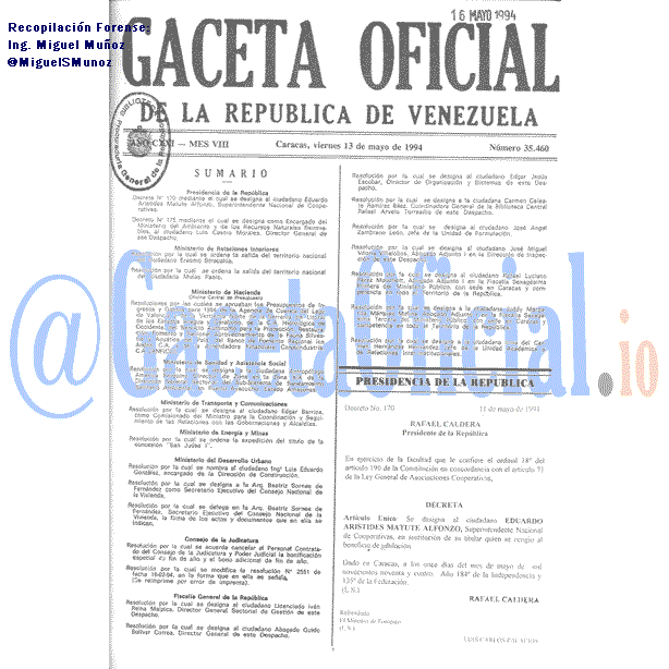 Gaceta Oficial 35460 del 13 Mayo 1994