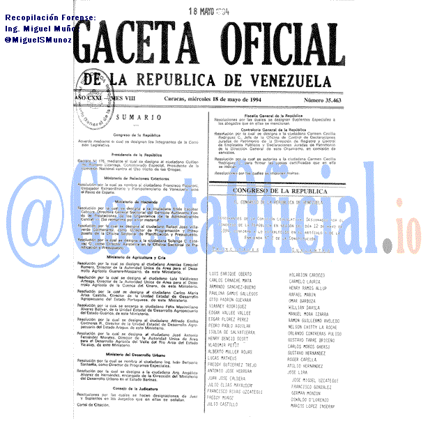 Gaceta Oficial 35463 del 18 Mayo 1994