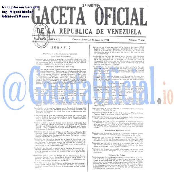 Gaceta Oficial 35466 del 23 Mayo 1994
