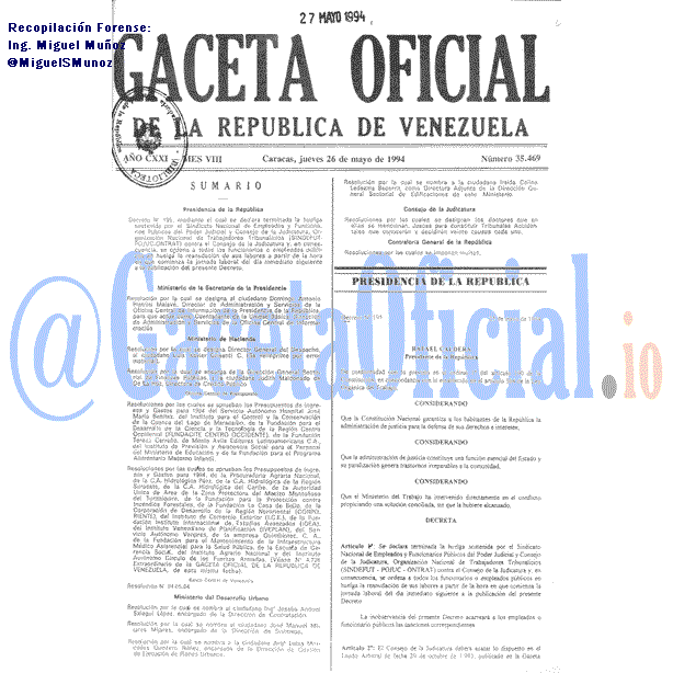 Gaceta Oficial 35469 del 26 Mayo 1994