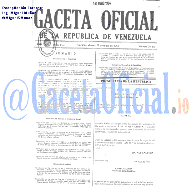 Gaceta Oficial 35470 del 27 Mayo 1994