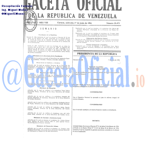 Gaceta Oficial 35473 del 1 Junio 1994