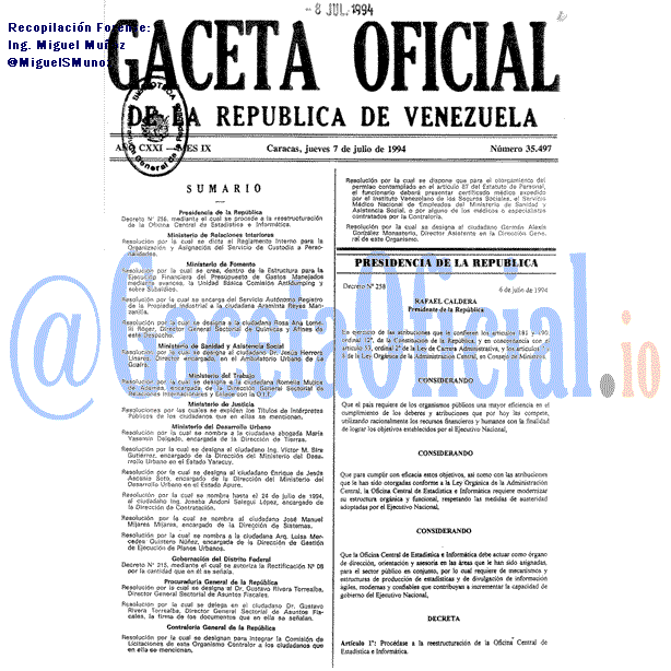 Gaceta Oficial 35497 del 7 Julio 1994