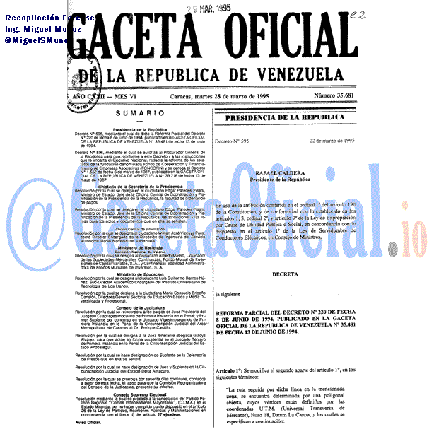 Gaceta Oficial 35681 del 28 Marzo 1995