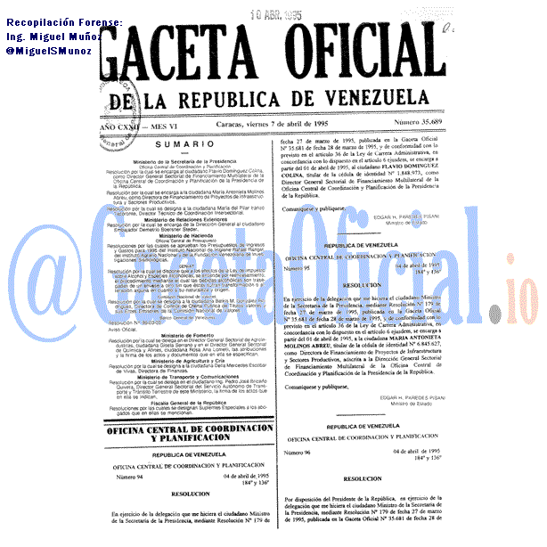 Gaceta Oficial 35689 del 7 Abril 1995