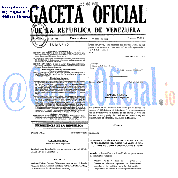 Gaceta Oficial 35695 del 21 Abril 1995