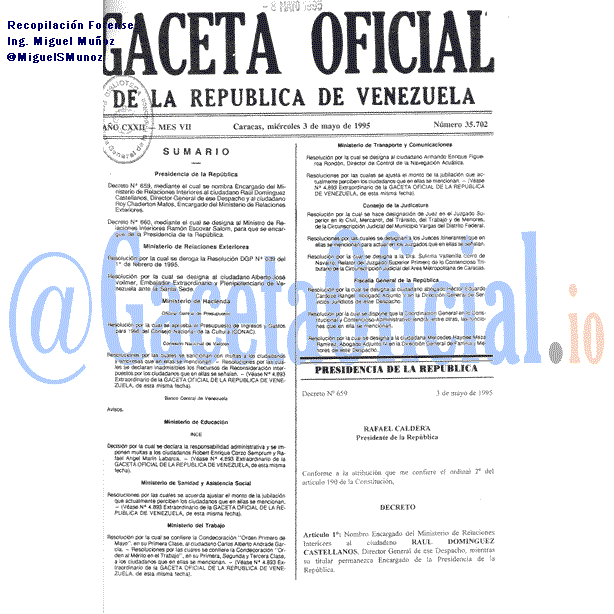 Gaceta Oficial 35702 del 3 Mayo 1995