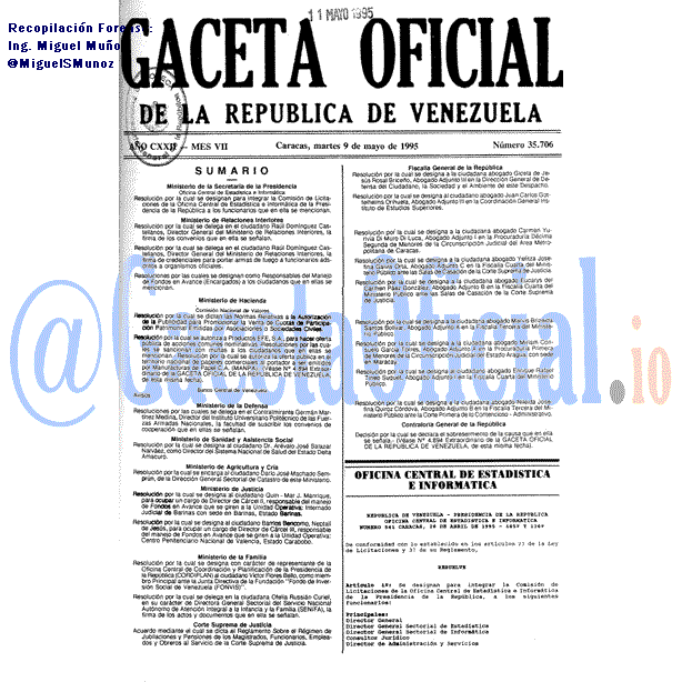 Gaceta Oficial 35706 del 9 Mayo 1995
