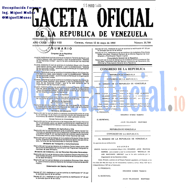 Gaceta Oficial 35709 del 12 Mayo 1995